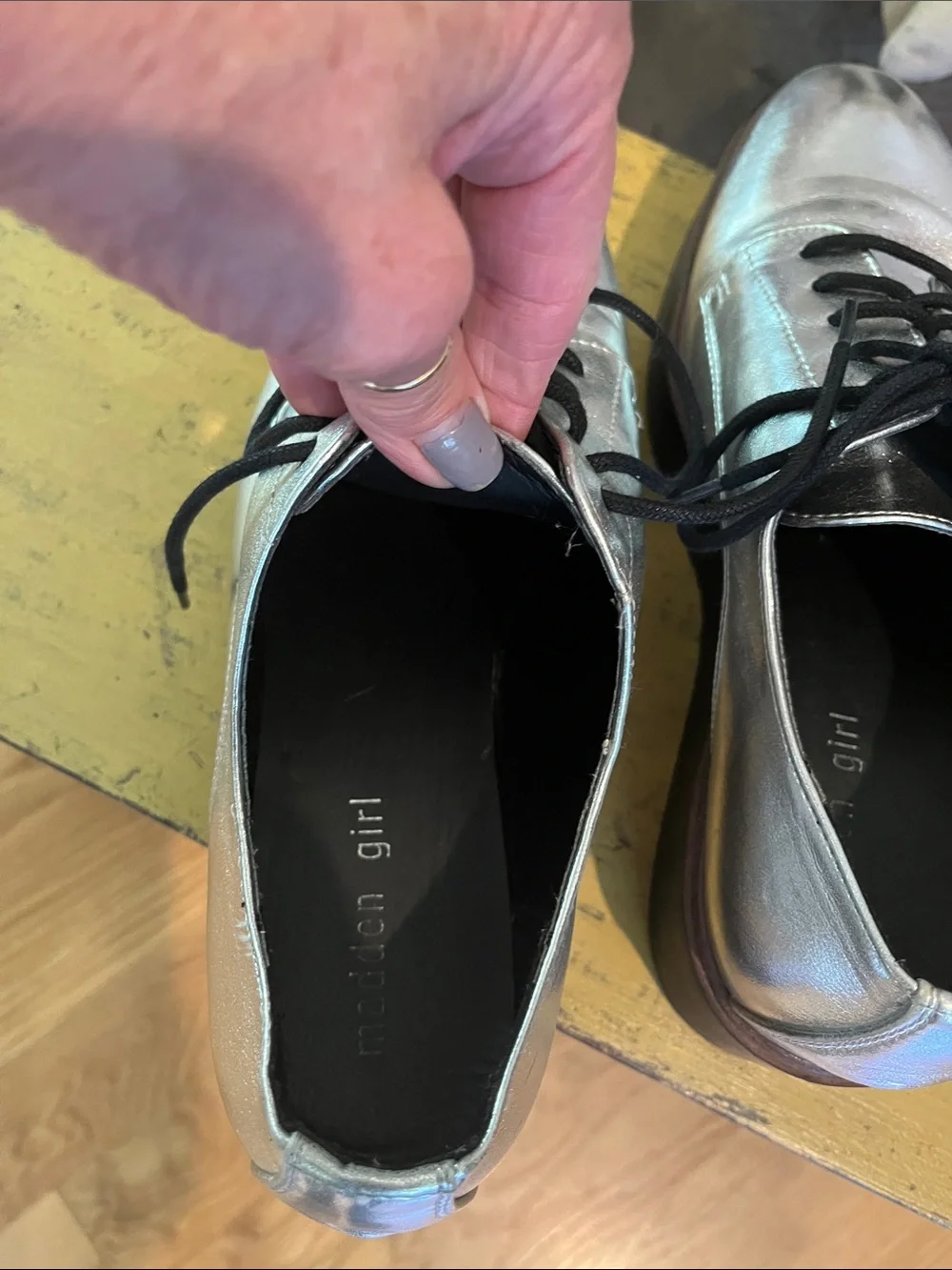 Steve Madden Iridescent Silver Platform Lace-Up Oxfords
